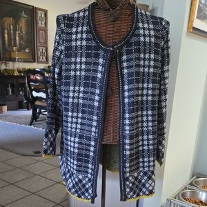 Rebecca Malone Black and White Blazer Classic Suit Jacket